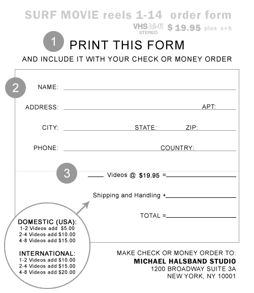 SURF MOVIE order form